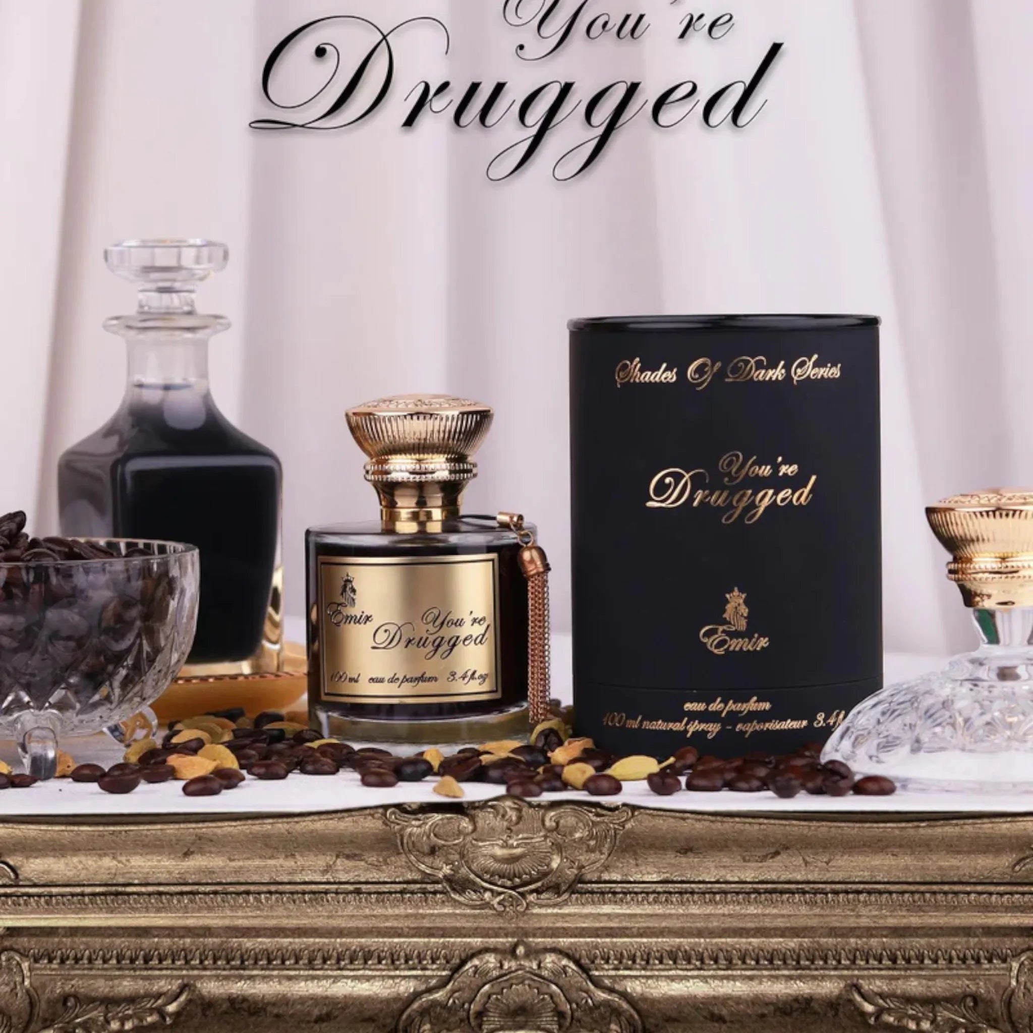 You're Drugged perfume with notes of cardamom, coffee, cinnamon, and nutmeg – bold aromatic spicy fragrance for men and women