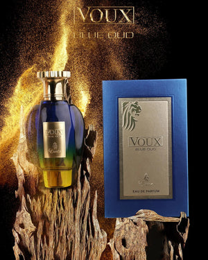 Voux Blue Oud by Emir – amber woody unisex perfume with oud, fruits, rose, and smoky notes