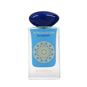Musky floral perfume gift set – Musk Tahara Blueberry by Gulf Orchid featuring Eau de Parfum, body mist, and oil with notes of blueberry, amber, and musk.