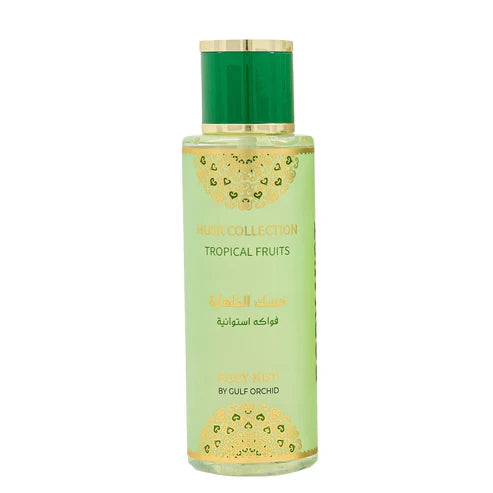 Musky floral perfume gift set – Musk Tahara Tropical Fruits by Gulf Orchid featuring Eau de Parfum, body mist, and perfume oil with pear, musk, and amber notes.