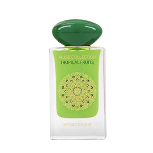 Musky floral perfume gift set – Musk Tahara Tropical Fruits by Gulf Orchid featuring Eau de Parfum, body mist, and perfume oil with pear, musk, and amber notes.