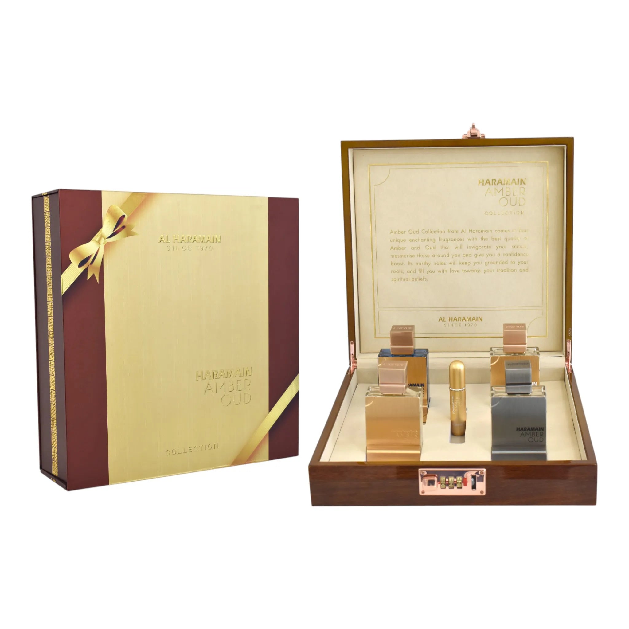 Haramain Amber Oud Gold Edition gift set – luxury oud and amber perfume with deodorant

