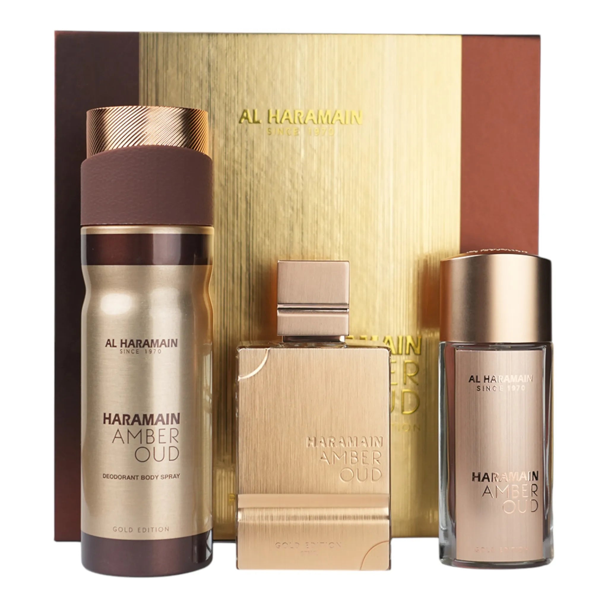 Haramain Amber Oud Gold Edition Extreme gift set – luxury Arabic perfume and deodorant combo


