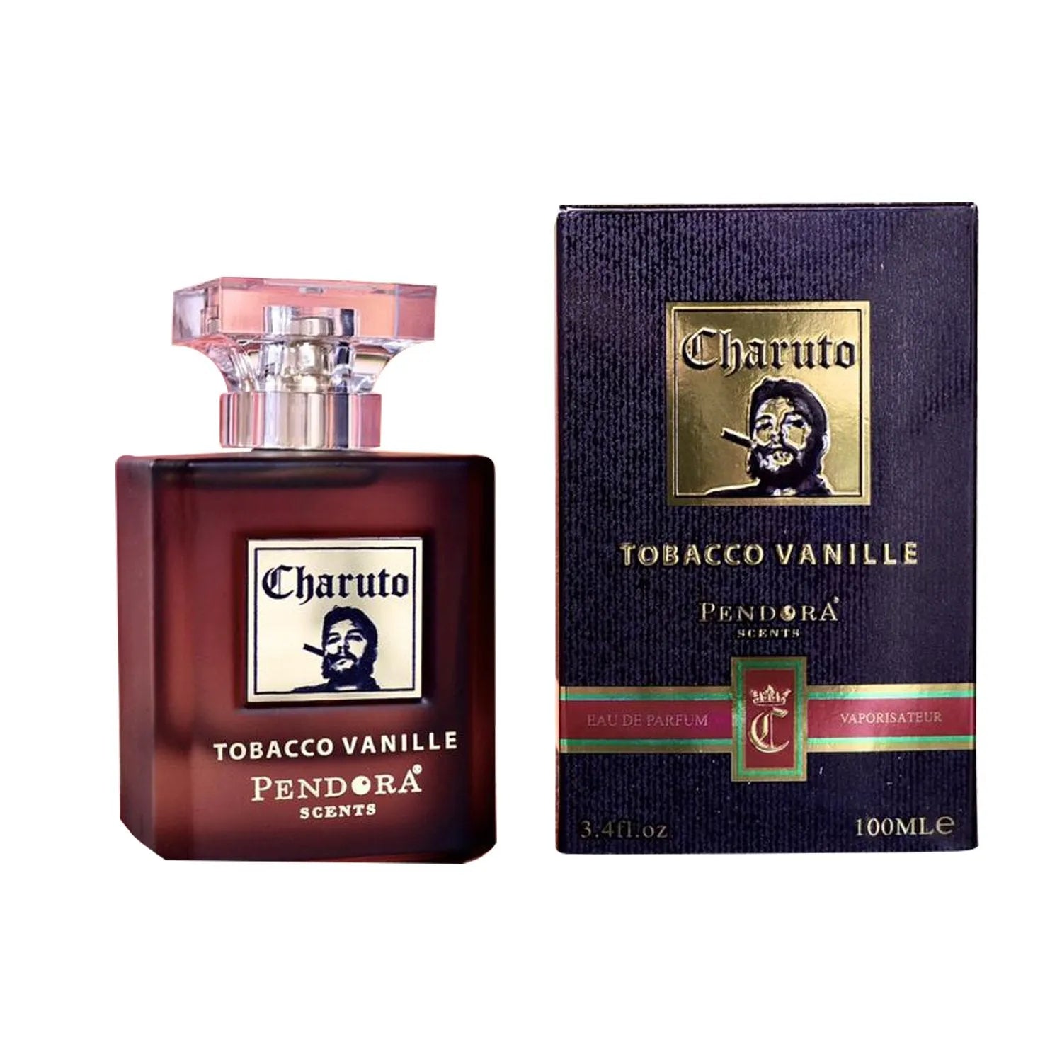 Charuto Tobacco Vanille perfume with tobacco leaf, vanilla, tonka bean, and cocoa notes in a 100ML bottle

