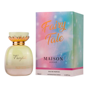 Fairy Tale 100ml EDP by Maison Asrar – floral fruity perfume with watermelon, apple, Lily of the Valley, musk, moss, and sandalwood in a whimsical bottle.

