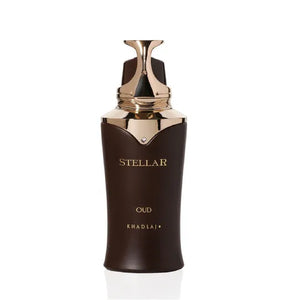 Stellar Oud 100ml EDP by Khadlaj – long lasting unisex oud perfume with bergamot, iris, patchouli, Indonesian oud, and amber in a luxurious bottle.

