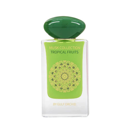 Musky floral perfume gift set – Musk Tahara Tropical Fruits by Gulf Orchid featuring Eau de Parfum, body mist, and perfume oil with pear, musk, and amber notes.

